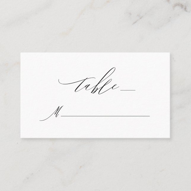 Carte De Placement Élégant blanc noir moderne Mariage Monogramme (Devant)