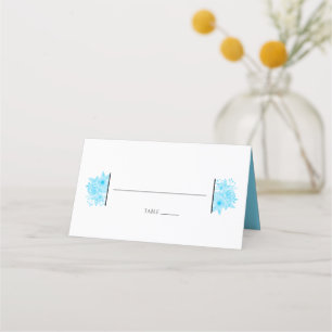 Carte De Placement Elégant bleu aquarelle Floral Mariage Carte Place