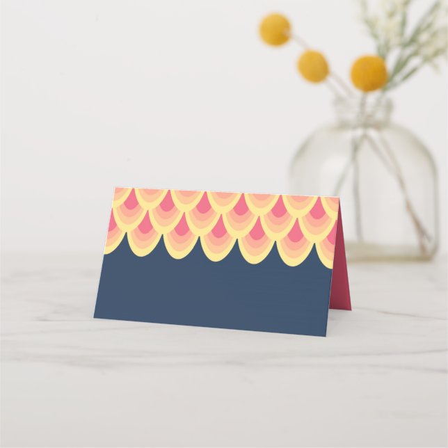 Carte De Placement Elégant bleu et rose pâle géométrique (Devant)