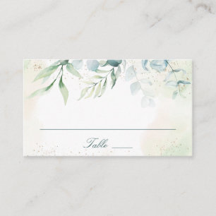 Carte De Placement Elégant bleu vert Eucalyptus Mariage de verdure