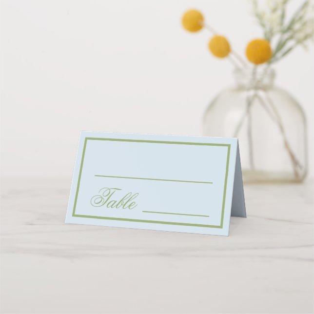 Carte De Placement Elegant Blue Green Wedding  (Devant)