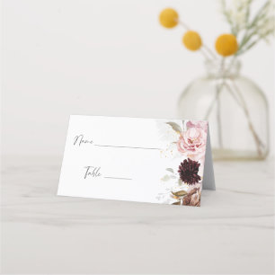 Carte De Placement Elégant Blush Rose Fête des mariées Florale Siège