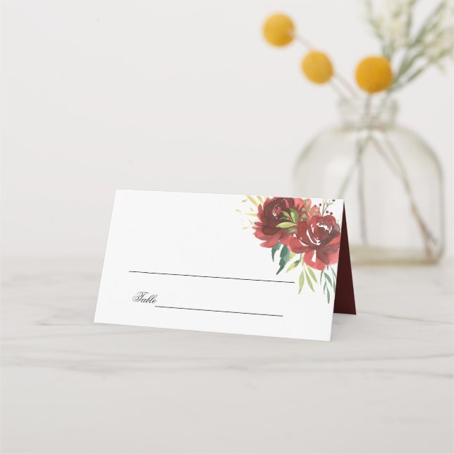 Carte De Placement Elégant Bouquet de rose aquarelle (Devant)
