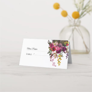 Carte De Placement Elégant Bouquet Floral