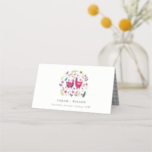 Carte De Placement Élégant Bright Folk Farm Floral Inséparables Maria