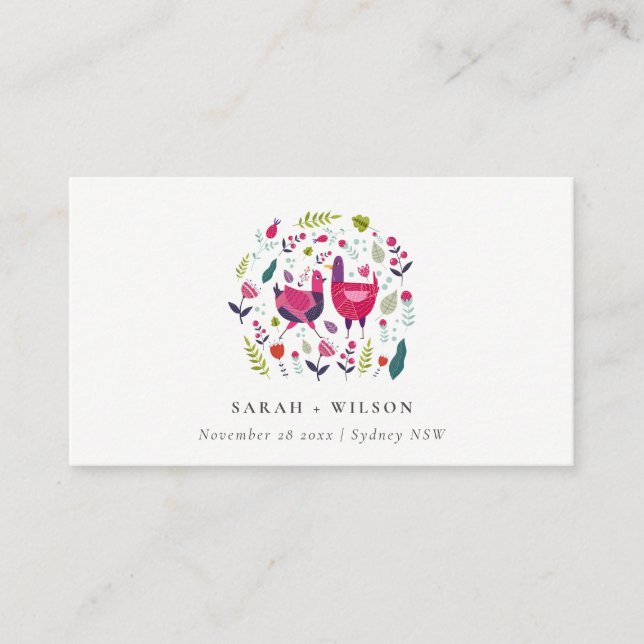Carte De Placement Élégant Bright Folk Farm Floral Inséparables Maria (Devant)