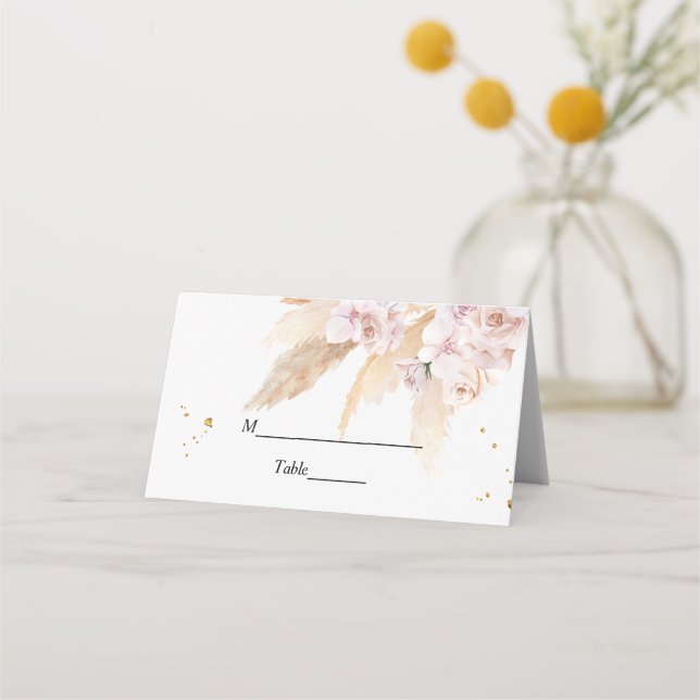 Carte De Placement Elégant cadre de beauté Orchidées & Pampas (Devant)