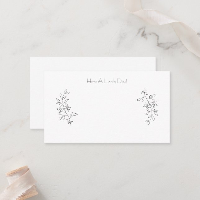 Carte De Placement Elegant Chic Black & White Botanical Leaves Cards (Devant/Arrière en situation)