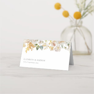 Carte De Placement Élégant Chic Blush Roses Rose Mariage Floral