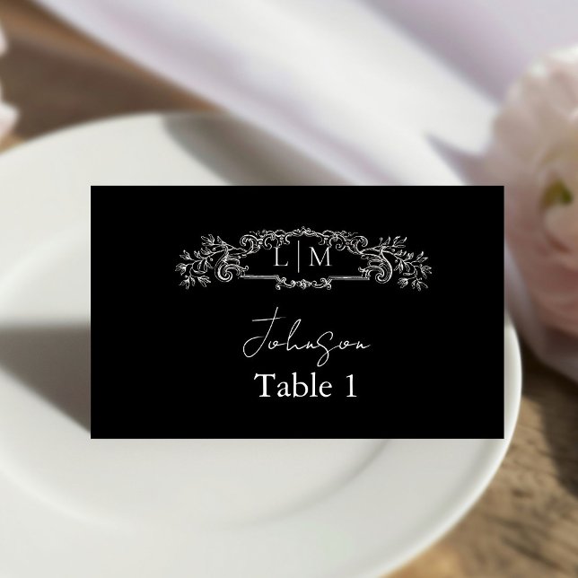 Carte De Placement Elégant & Chic Mariage de crête botanique (Créateur téléchargé)