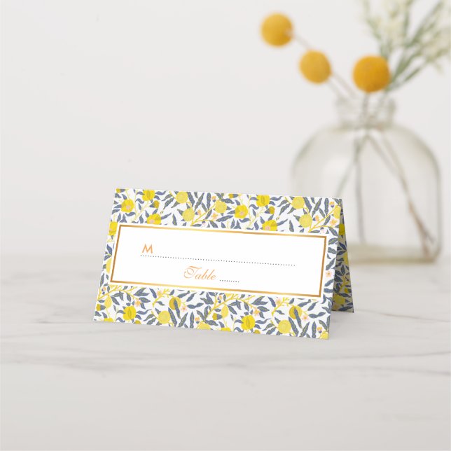 Carte De Placement Élégant Citron vigne motif choisir votre couleur (Devant)