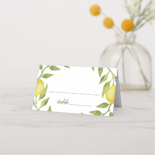 Carte De Placement Elégant citrons Aquarelle Verdure Mariage Place C