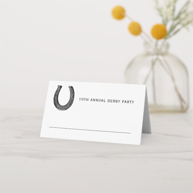 Carte De Placement Élégant Classic Black White Horse Race Derby Party (Devant)