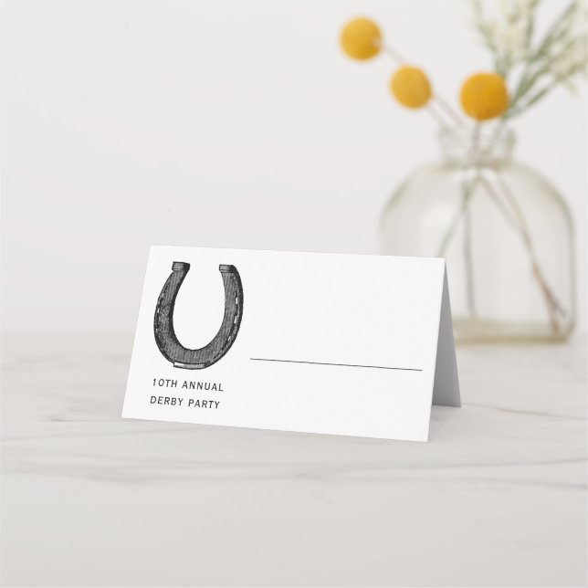 Carte De Placement Élégant Classic Black White Horse Race Derby Party (Devant)