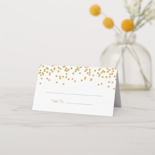 Carte De Placement Elégant Confetti Or (Devant)