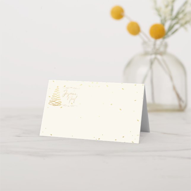 Carte De Placement Elégant Crème & Or Noël Entertainment (Devant)