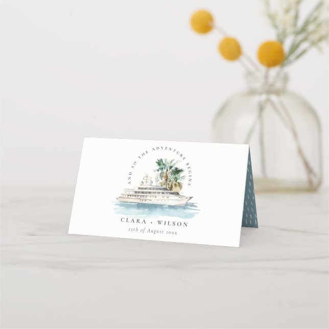 Carte De Placement Elégant Dusky Cruise Ship Palm Mariage marin (Devant)