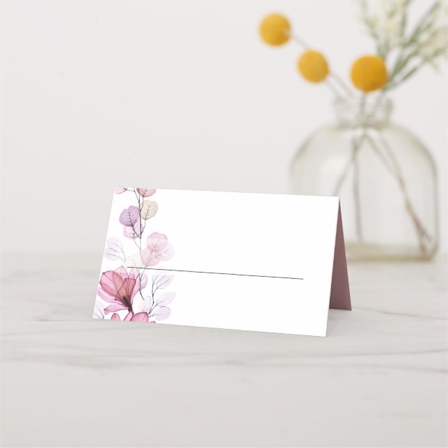 Carte De Placement Élégant Dusty Rose Mariage floral transparent (Devant)
