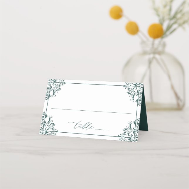 Carte De Placement Élégant Emerald Green Mariage Vintage Classic (Devant)