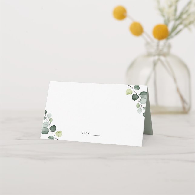Carte De Placement Elégant Eucalyptus Botanique Aquarelle Carte Place (Devant)