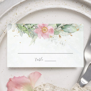 Carte De Placement Elégant Eucalyptus Feuille Mariage or vert