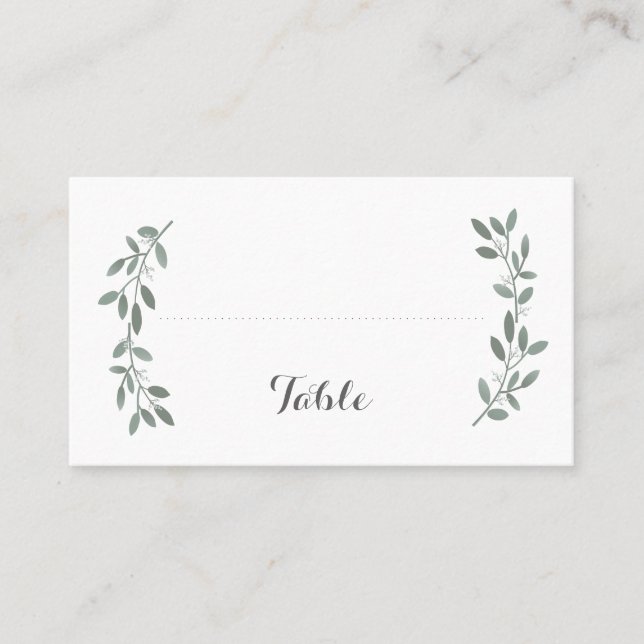 Carte De Placement Elégant Eucalyptus Mariage Plat Place Card (Devant)