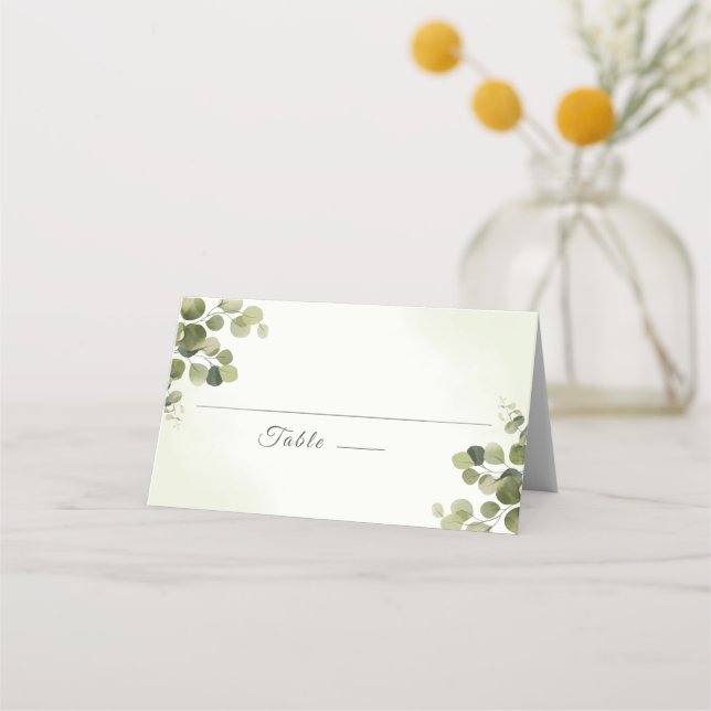 Carte De Placement Elégant Eucalyptus Rustique Feuille Mariage budgét (Devant)