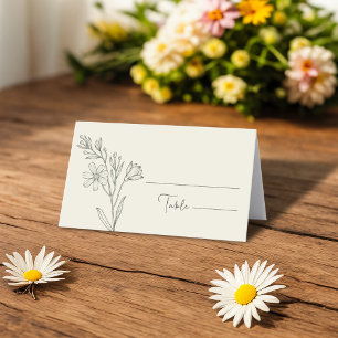 Carte De Placement Elégant Fleur sauvage de marguerite noir et blanc