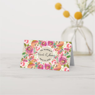Carte De Placement Élégant Floral Chic Rustique Kraft Assise de Table