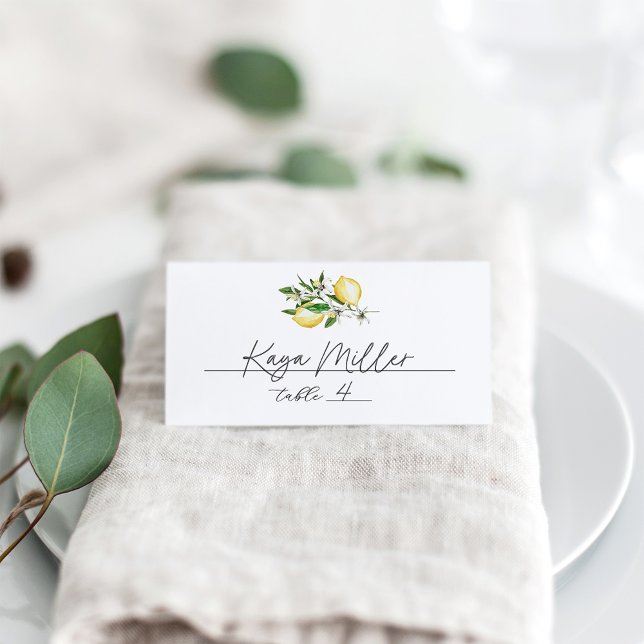 Carte De Placement Élégant Floral Lemon (Créateur téléchargé)