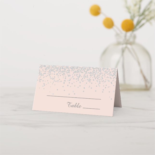 Carte De Placement Elégant Glam Blush rose Parties scintillant d'arge (Devant)