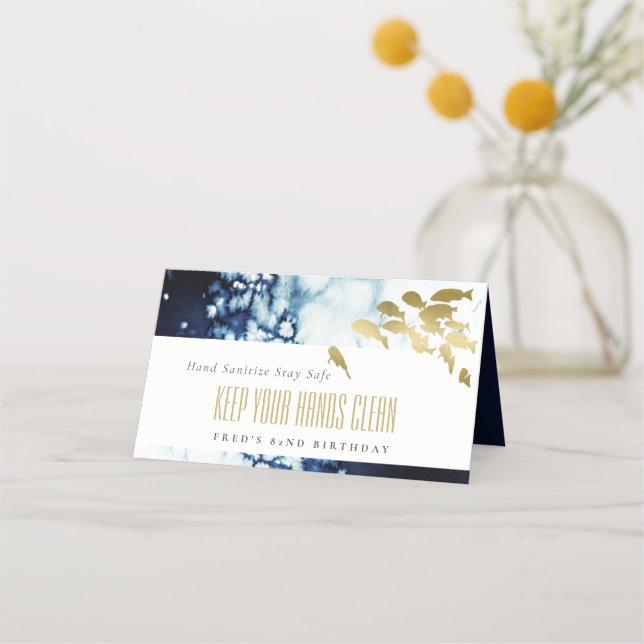 Carte De Placement Elegant Gold Navy Poissons Sous-marins N'Importe Q (Devant)