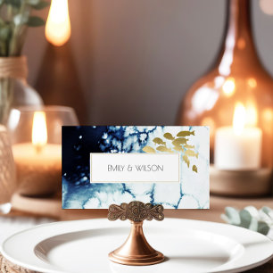 CARTE DE PLACEMENT ELÉGANT GOLD NAVY SOUS L'EAU MARIAGE POISSON DE ME