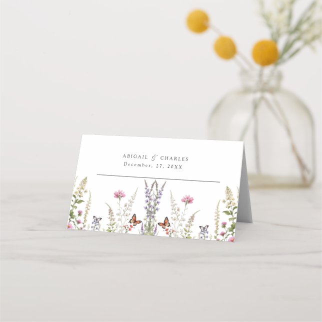 Carte De Placement Élégant Lavande et fleur sauvage (Devant)