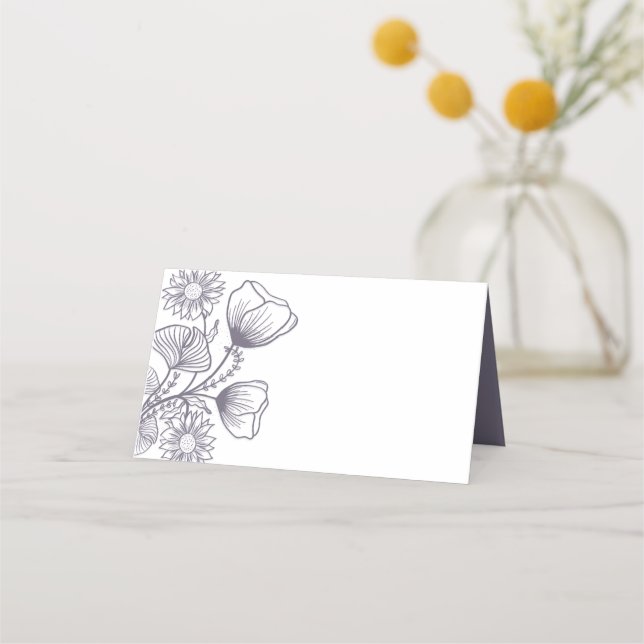 Carte De Placement Élégant Lavender Floral Outline Mariage (Devant)