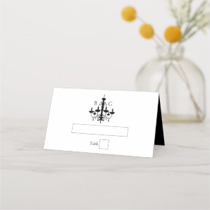 Carte De Placement Élégant lustre noir blanc Mariage