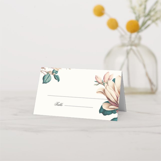 Carte De Placement Élégant magnolia floral plié (Devant)