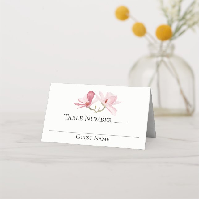 Carte De Placement Élégant Magnolias rose Mariage floral (Devant)