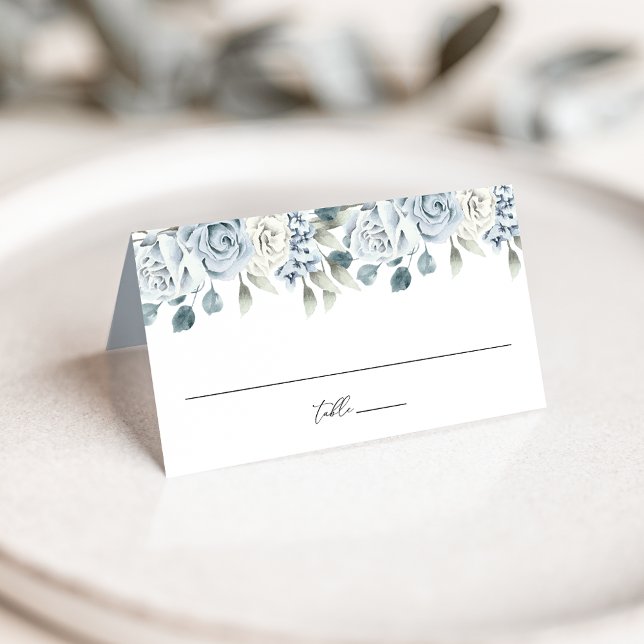 Carte De Placement Elégant Mariage bleu bleu bleu bleu floral (Créateur téléchargé)