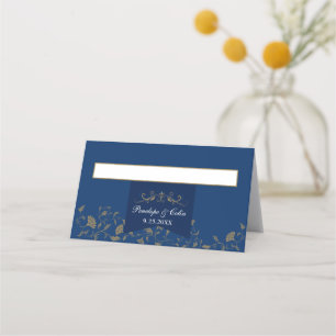 Carte De Placement Élégant Mariage de bibliothèque bleu Vintage Carte