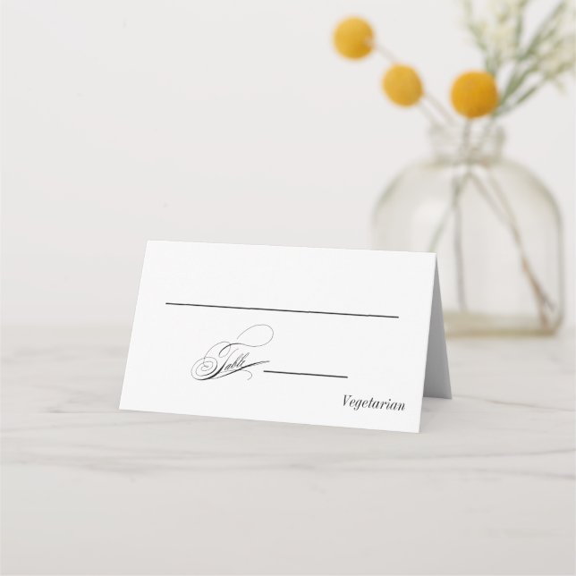 Carte De Placement Élégant Mariage de calligraphie (Devant)