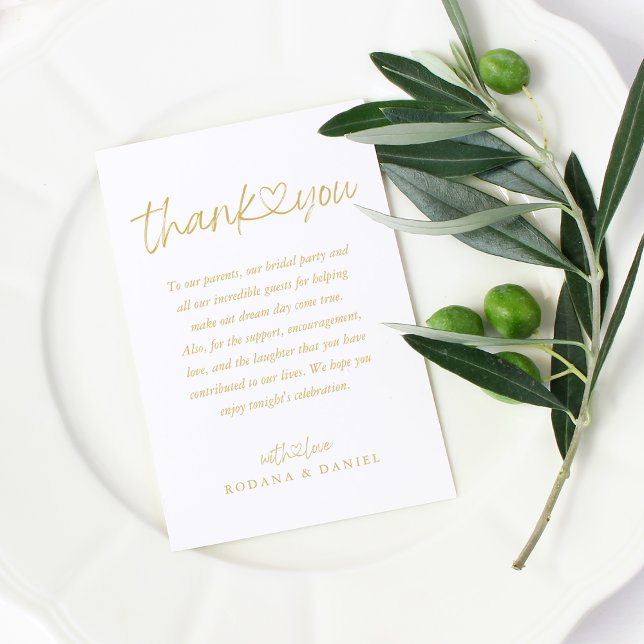 Carte De Placement Élégant Mariage de coeur de calligraphie or (Elegant Gold Calligraphy Heart Wedding Place Card)