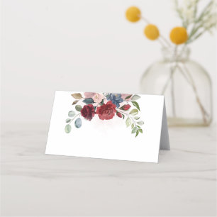 Carte De Placement Elégant Mariage de feuillage Floral Bourgogne