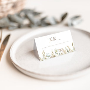 Carte De Placement Elégant Mariage de feuillage séché à l'aquarelle