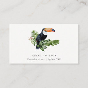 Carte De Placement Élégant Mariage de la faune Toucan de la forêt tro