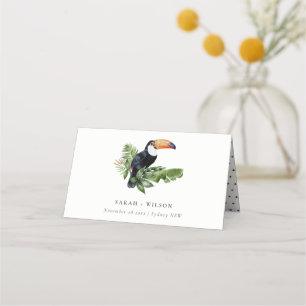 Carte De Placement Élégant Mariage de la faune Toucan de la forêt tro