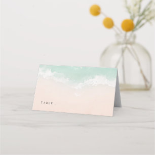 Carte De Placement Élégant mariage de plage océanique pétillant abstr