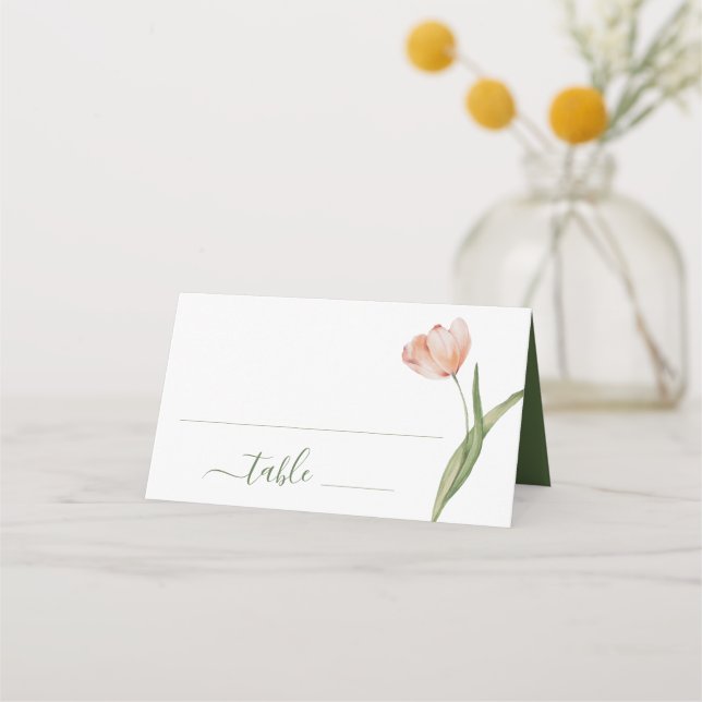 Carte De Placement Elégant Mariage de tulipe d'aquarelle (Devant)