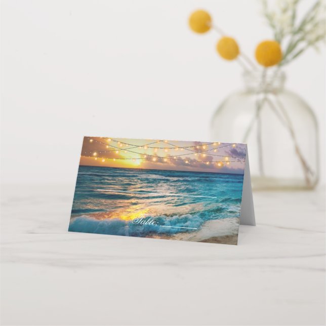 Carte De Placement Élégant Mariage d'été de plage (Devant)