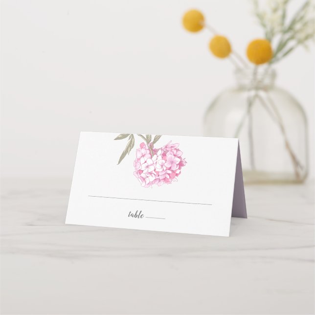 Carte De Placement Élégant Mariage Floral Hydrangea (Devant)